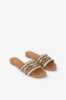Sandalo Flat In Raffia Con Logo Ricamato • Beige